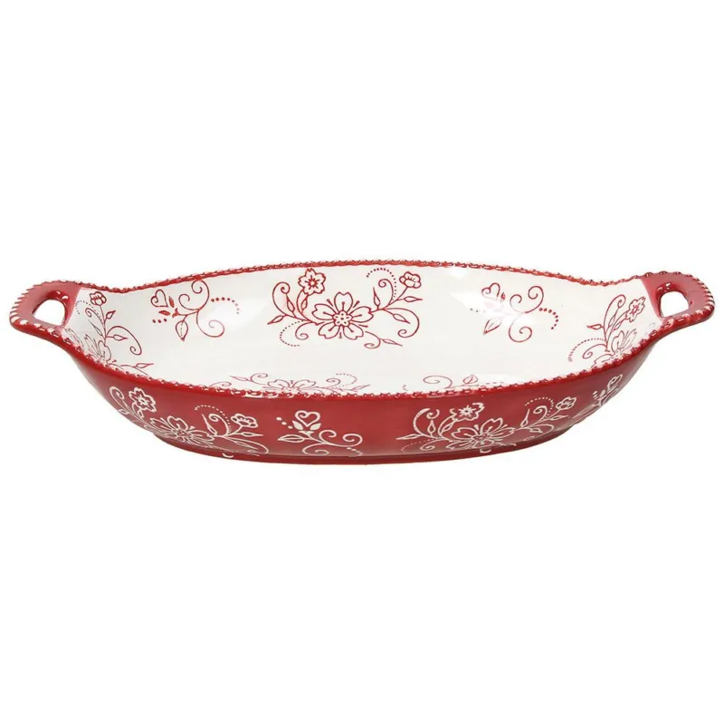 Promozione Esclusiva Pirofila cm 30,5x19,5 Natalia Porcellana Rosso