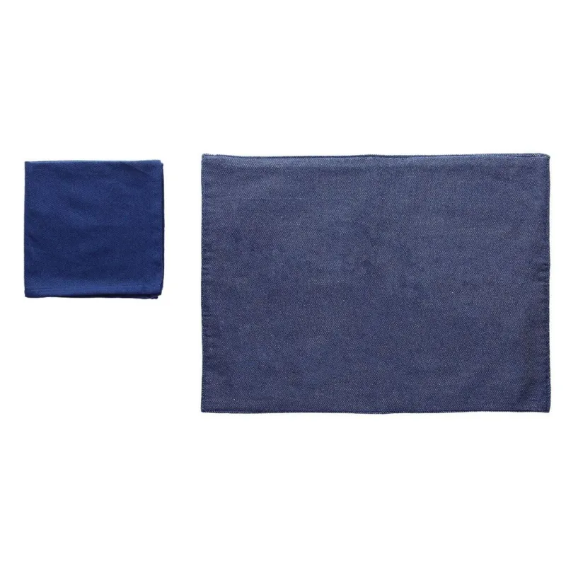 Set tovaglietta+tovagliolo Denim Cotone Blu Super Prezzo