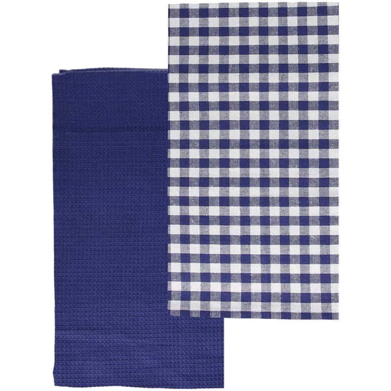 Set 2 strofinacci cm 50x70 Vichy blu Cotone Blu Scelto Dai Clienti