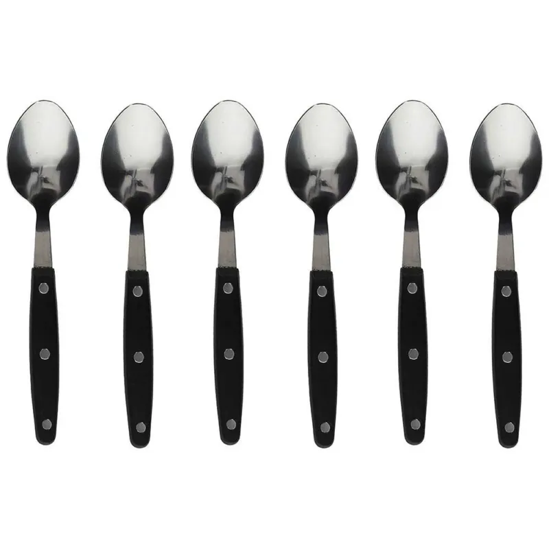 Set 6 cucchiai neri rivettati Acciaio Inox 18/0 Nero Promozione