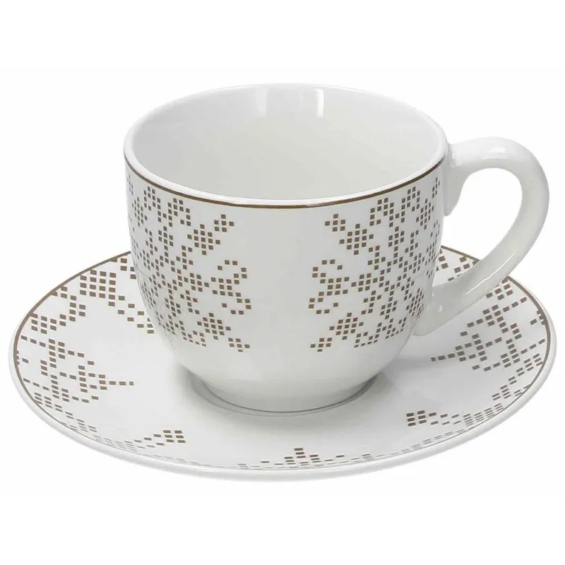 Acquista Ora Confezione 4 tazze cappuccino con piatto Retrò Porcellana Beige