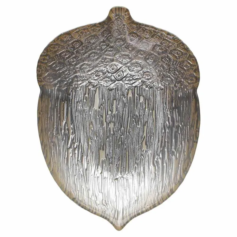 Prezzo Di Fabbrica Piatto ghianda argento cm 21x15 Walnut Vetro Marrone