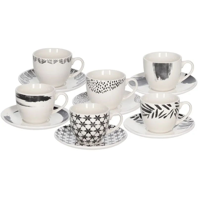 Direttamente Dal Produttore Confezione 6 tazze the con piatto Zenith New Bone China Nero