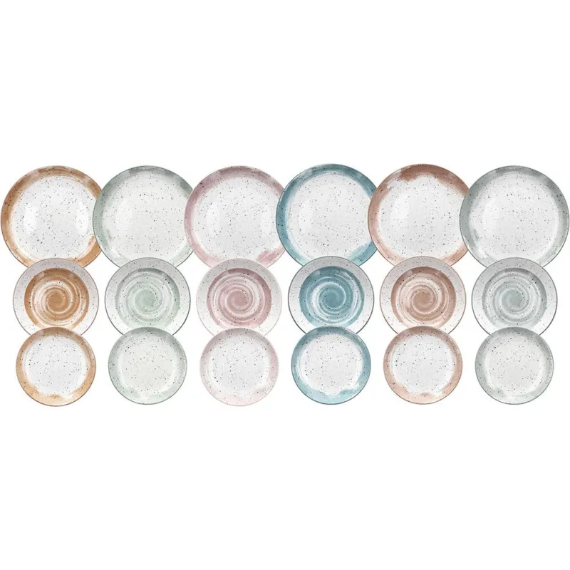 Miglior Prezzo Servizio piatti 18 pezzi Sienna Porcellana Multicolor