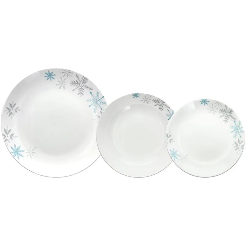 Servizio piatti 18 pezzi Snowflake Porcellana Bianco Offerta Speciale