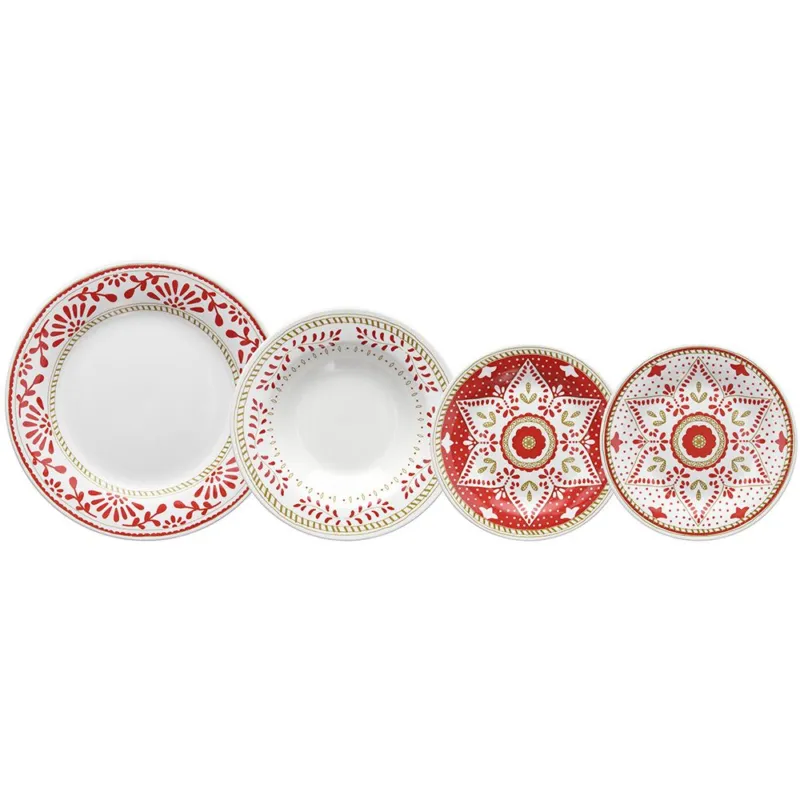Economico Servizio piatti 18 pezzi Charme Porcellana Rosso
