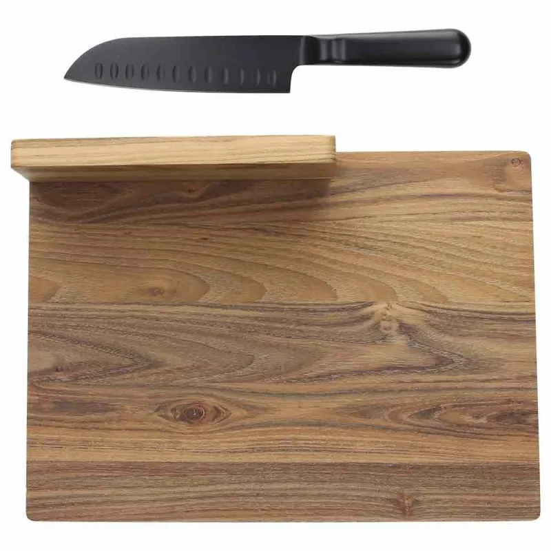 Tagliere rettangolare 33 x 24 cm con coltello Starbamboo Legno Marrone Promo Stagionale