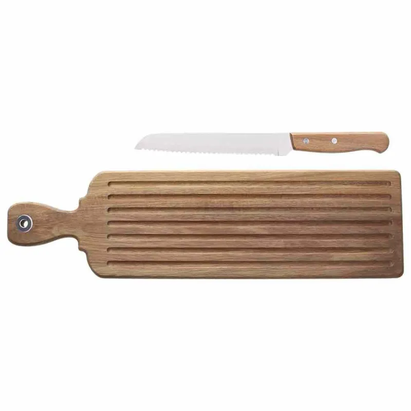 Tagliere rettangolare con manico 52 x 14 cm con Coltello Starbamboo Legno Marrone Offerta
