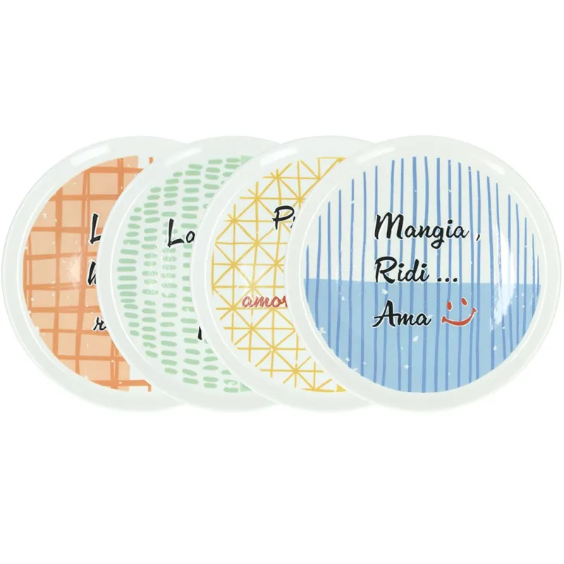Set 4 Piatti Pizza Cm 33 Cinzia 4 Pizza Porcellana Multicolor Ultima Occasione