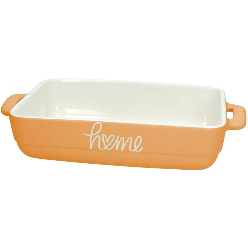 A Buon Prezzo Pirof. rectangular with handles Cm 38x21 Aranciobistro Blossom Stoneware Arancione