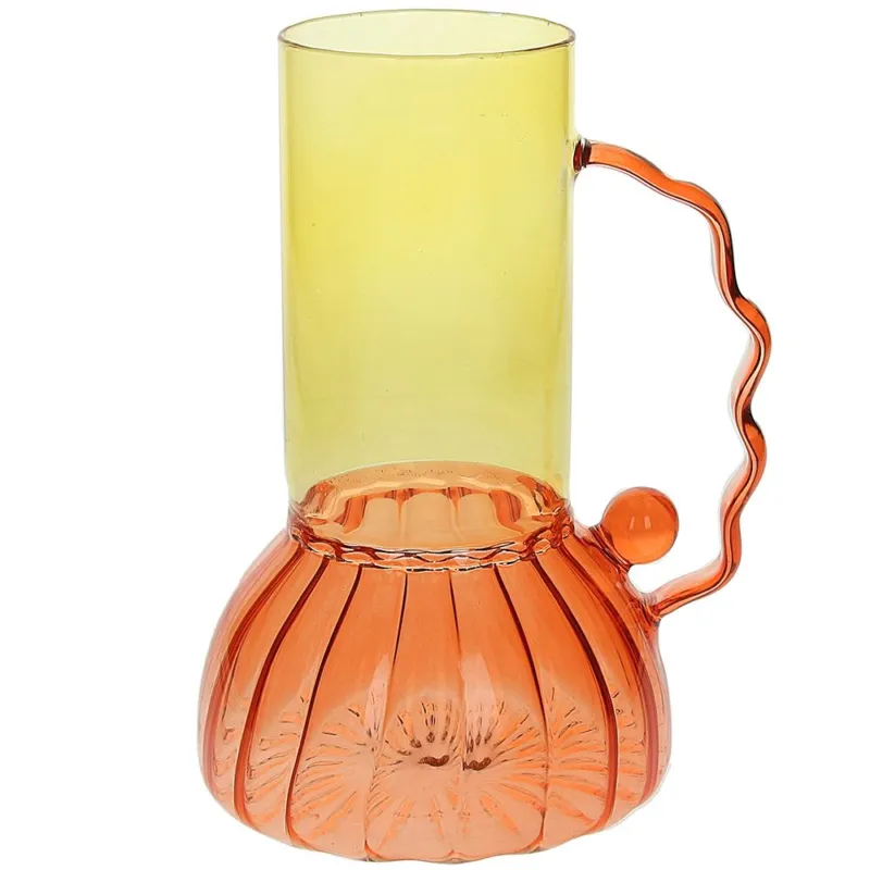 Vaso Arancio H Cm 19 Glass Design Art Vetro Arancione Nuovo Arrivo