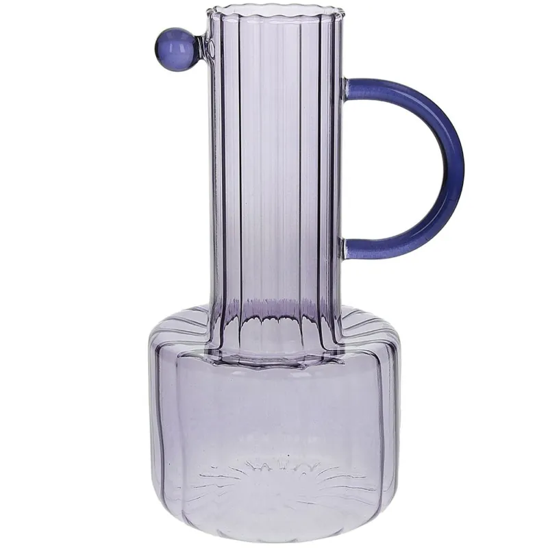 Spedizione Espresso Vaso Viola H Cm 24 Glass Design Art Vetro Viola