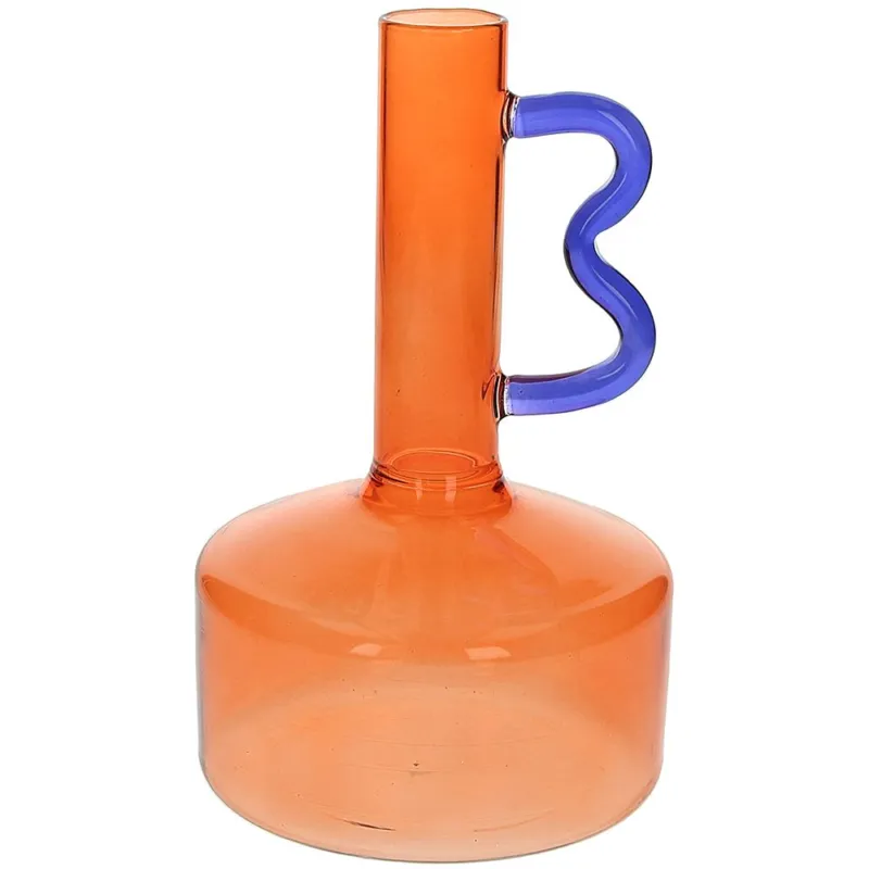 Ordina Subito Vaso arancio/Blu H Cm 19 Glass Design Art Vetro Arancione