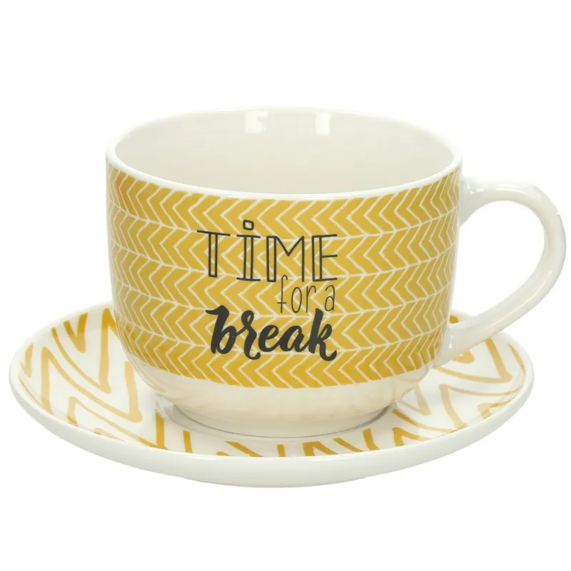 A Buon Prezzo Tazza con piatto Jumbo Break Cc570 Cozy Breakfast New Bone China Giallo