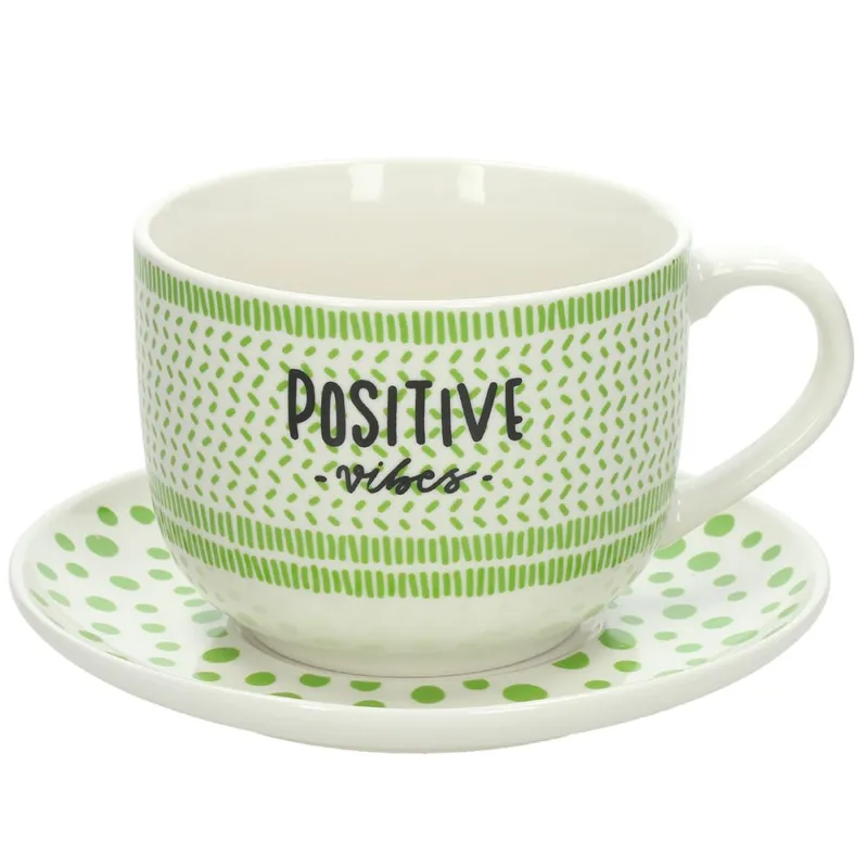 Miglior Prezzo Tazza con piatto Jumbo Cc570 Cozy Breakfast New Bone China Verde