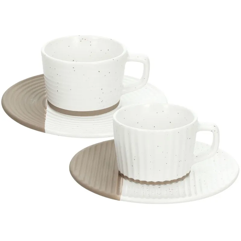 Ultima Occasione Set 2 Tazze Caffe Con piatto 90cc New Milk&Coffee Rice New Bone China Multicolor