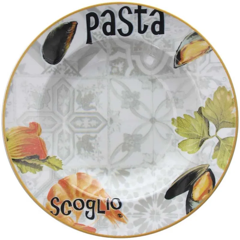 Direttamente Dal Produttore Pastabowl Cm 27xh5 Oliva Pasta Allo Scoglio Porcellana Multicolor