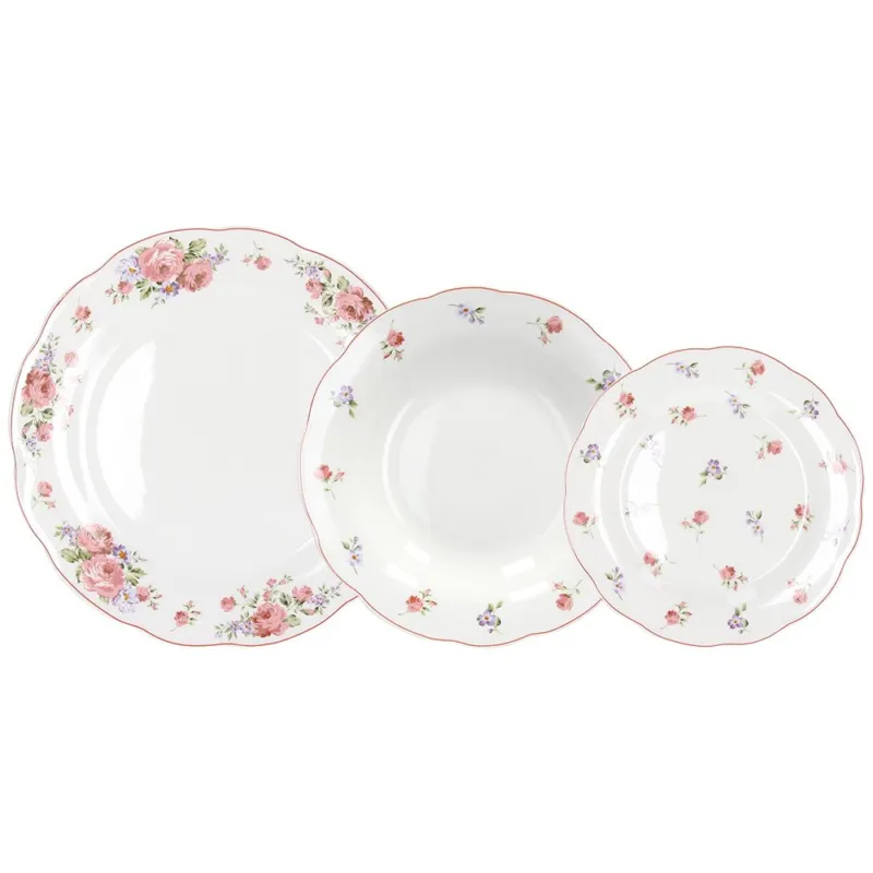 Servizio piatti 18 pezzi Camargue Porcellana Rosa Prezzo Ridotto