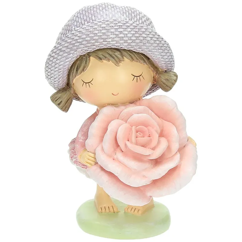A Buon Prezzo Statua Bimba Con Rosa H 15 Vogue Bimbi Poliresina Multicolor