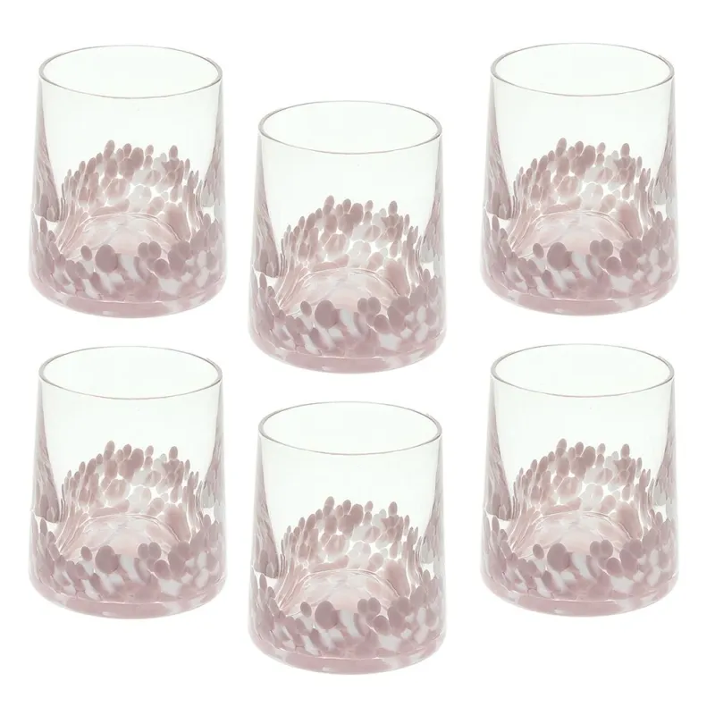 Acquista Ora Set 6 Bicchieri Cc300 White/Pink Vetro Venezia Vetro Rosa