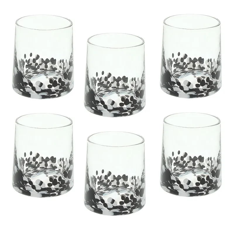 Set 6 Bicchieri Cc300 White/Black Vetro Venezia Vetro Nero Occasione