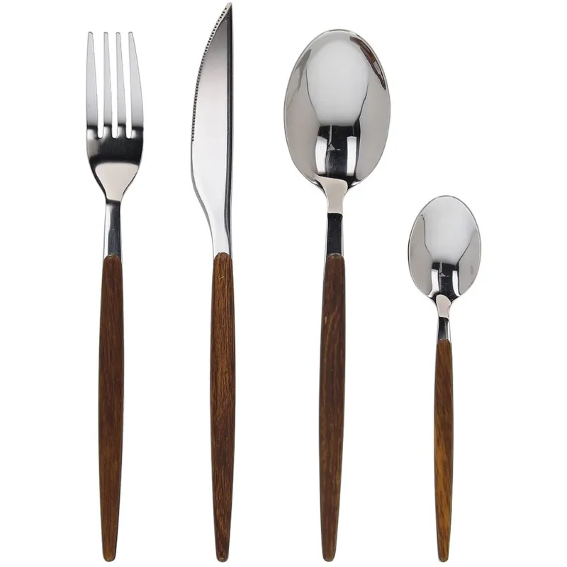 Servizio 24 Posate Hashi Acciaio Marrone Offerta Limitata