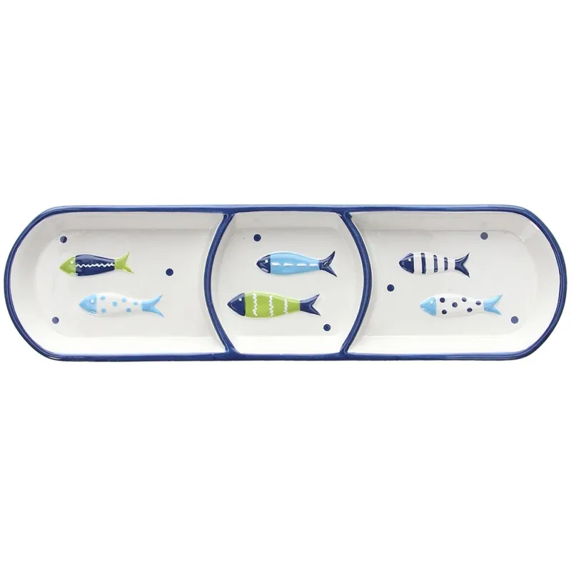 Reso Gratuito Antipastiera 3 Scomparti Cm 28,5 Stoneware Blu