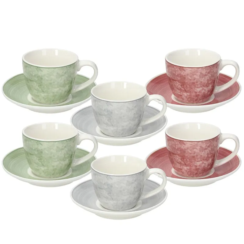 Bestseller Confezione 6 tazze caffè cn piatto cc 80 Petra New Bone China Multicolor