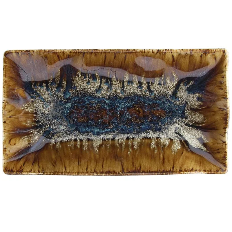Compra Adesso Piatto rettangolare 23 x 13 cm Reef Oyster Porcellana Ambra-Blu