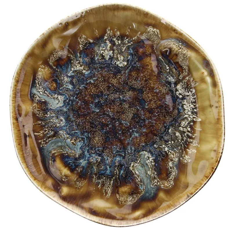 Piatto piano 28 cm Reef Oyster Porcellana Ambra-Blu Novità