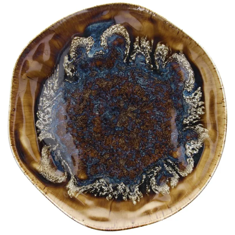 Offerta Lampo Rotondo piano 33 cm Reef Oyster Porcellana Ambra-Blu