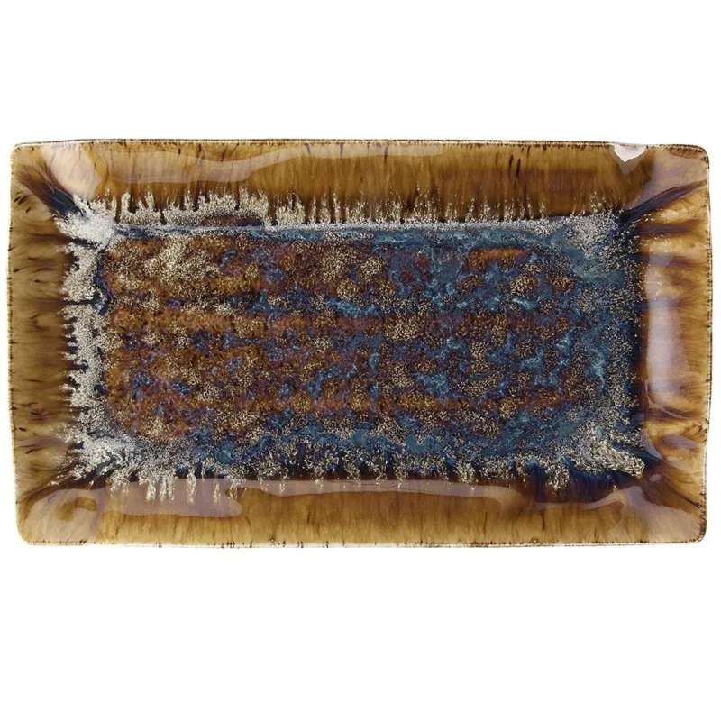 Non Perdere Piatto rettangolare 35x20 cm Reef Oyster Porcellana Ambra-Blu