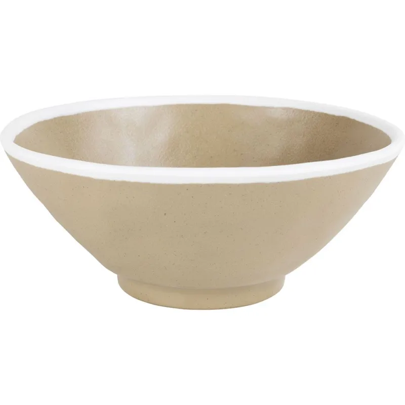 Insalatiera 24 cm Brown White Rim Melamina Beige Consegna Rapida