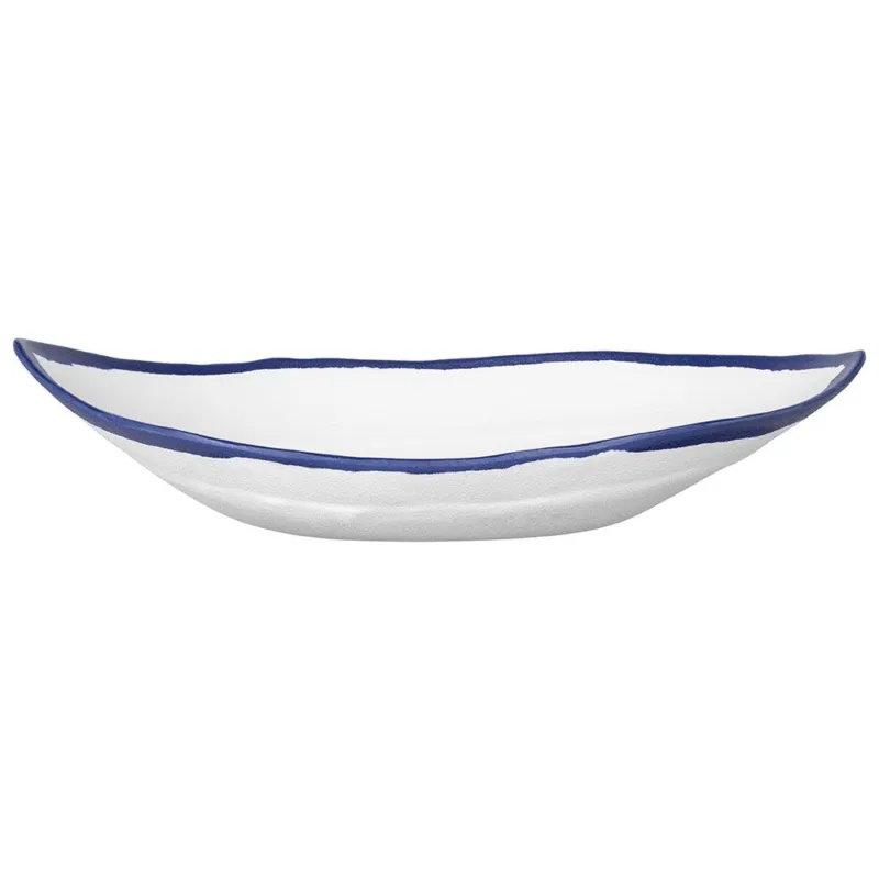 Compra Oggi Stesso Piatto barca 26 cm White and Blue Rim Melamina Bianco