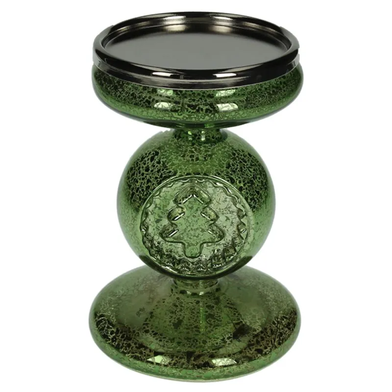 Subito Disponibile Porta Candela con led Albero Vetro Verde