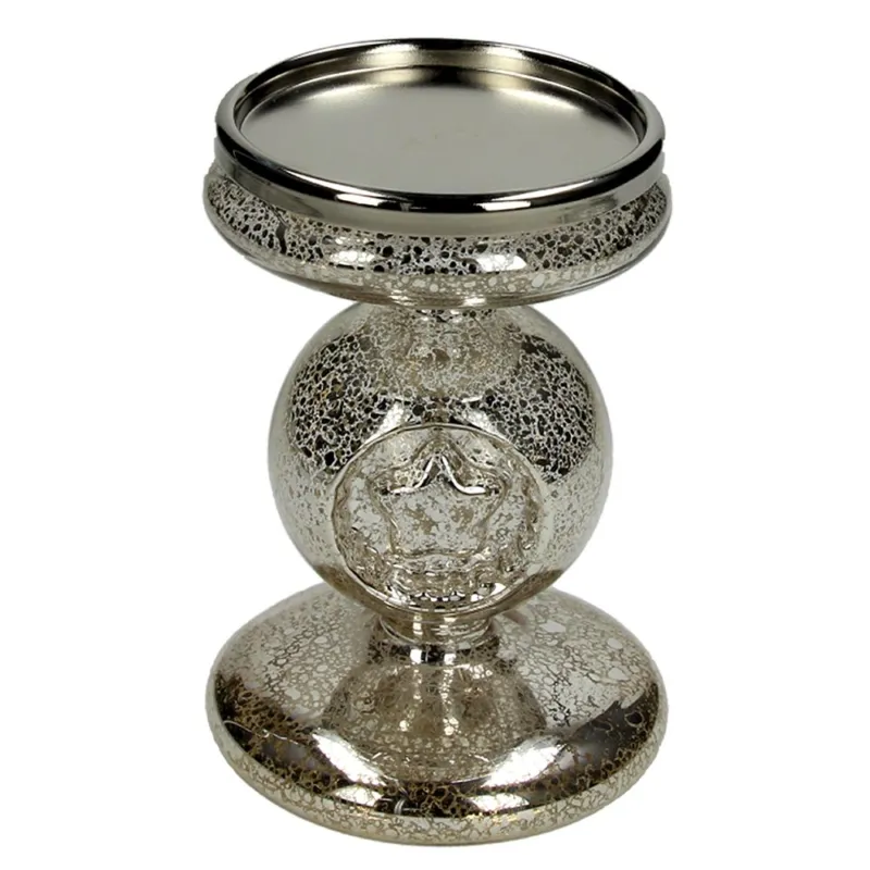 Offerta Lampo Portacandela silver con led Stella Vetro Argento