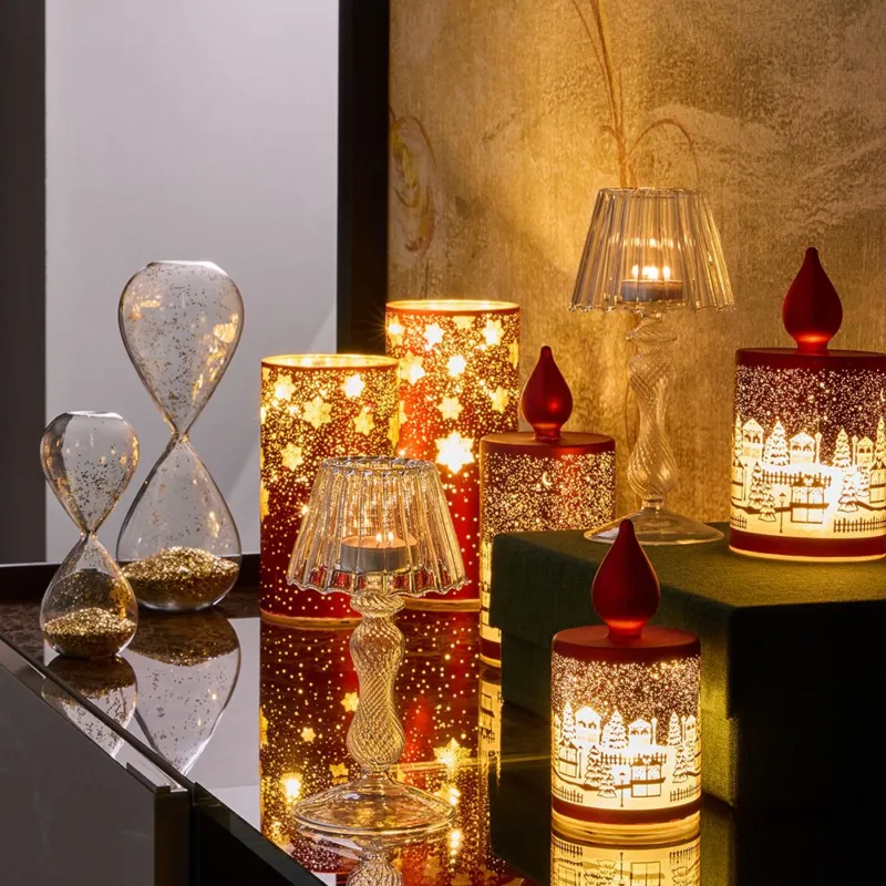 Popolare Candela rossa con led h 21 cm Vetro Rosso
