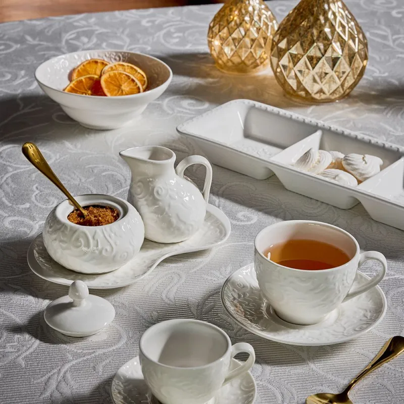 Di Tendenza Confezione 6 tazze caffe‘ con piatto 90 cc Etoile New Bone China Bianco