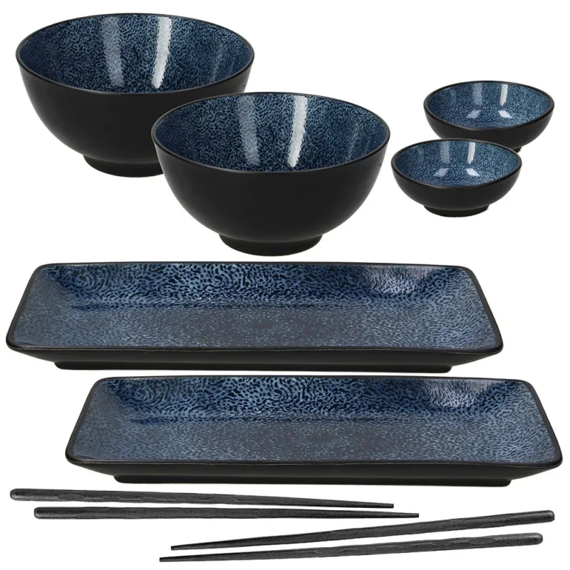 Solo Oggi Set Sushi 8 Pezzi Portata Porcellana Blu