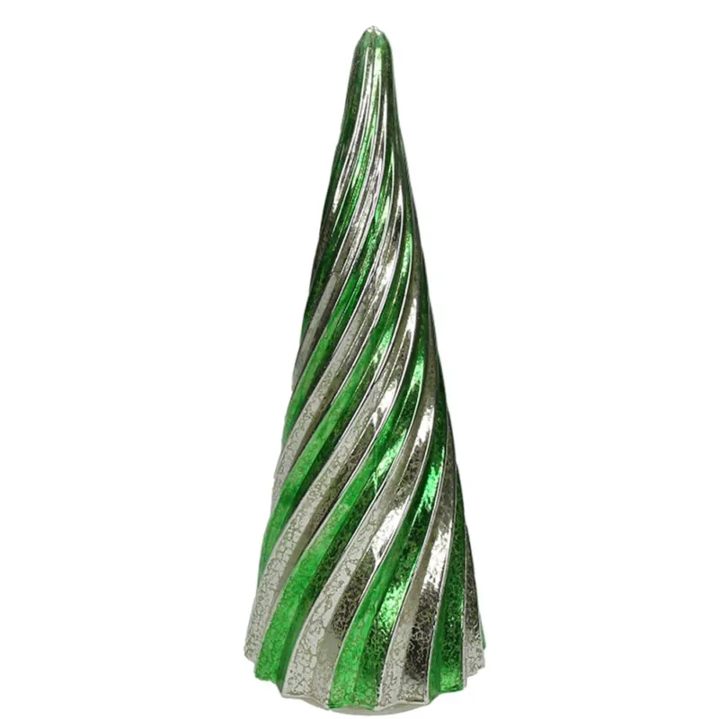 Albero Conico con Led Bicolore Cm32 Vetro Verde Soddisfatti O Rimborsati