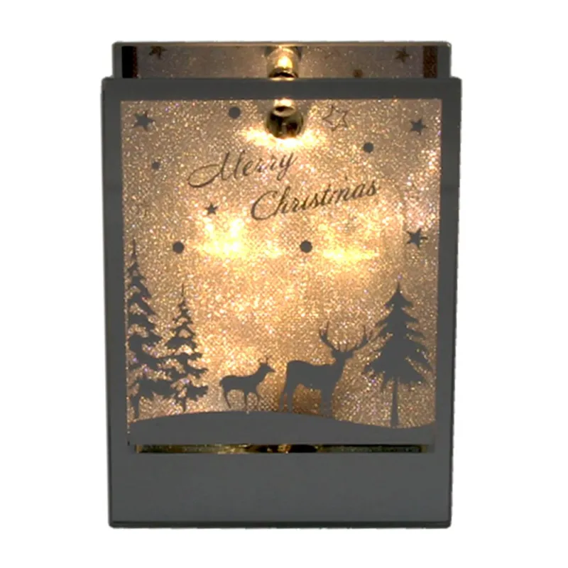 Lanterna forma cubo con led h 13,5 cm Vetro Argento Ultimissimo Modello