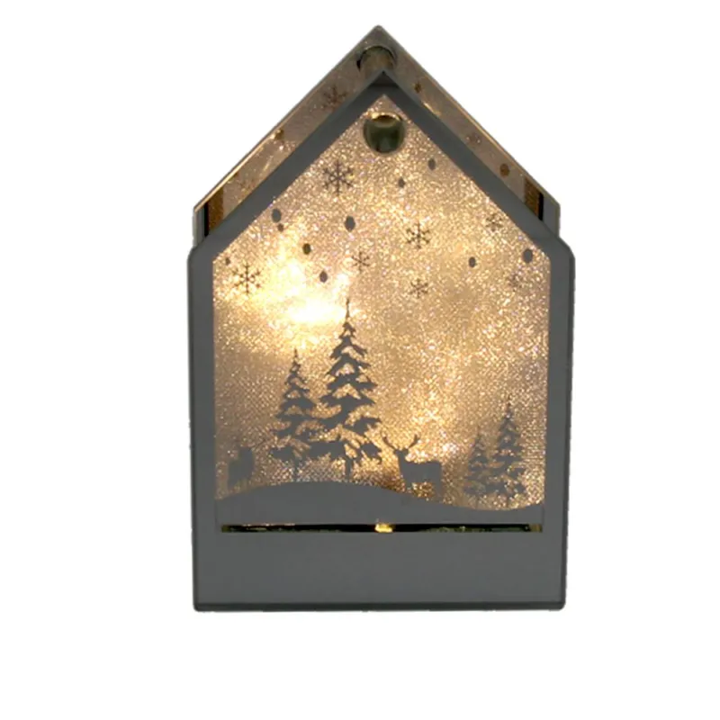 Di Tendenza Lanterna forma casa con led h 15 cm Vetro Argento