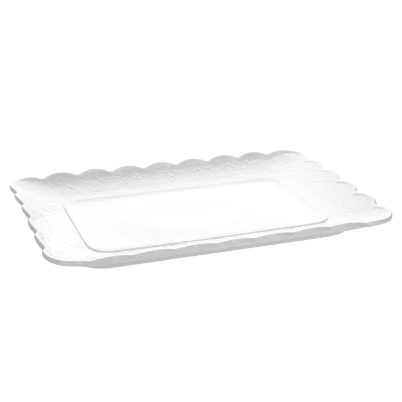 Super Prezzo Piatto Rettangolare Cm 31x21 Lace Porcellana Bianco