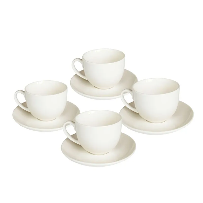 Confezione 4 tazze the con piatto Bianco Nuova Collezione