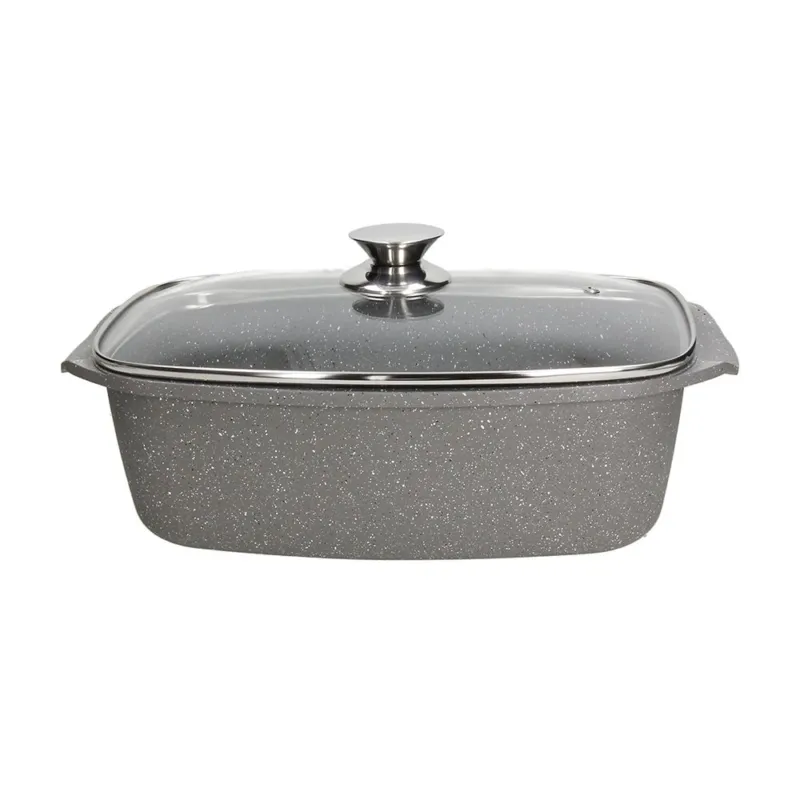 Rostiera 2 manici 32x21 con coperchio Mythos Alluminio Grigio Esclusivo