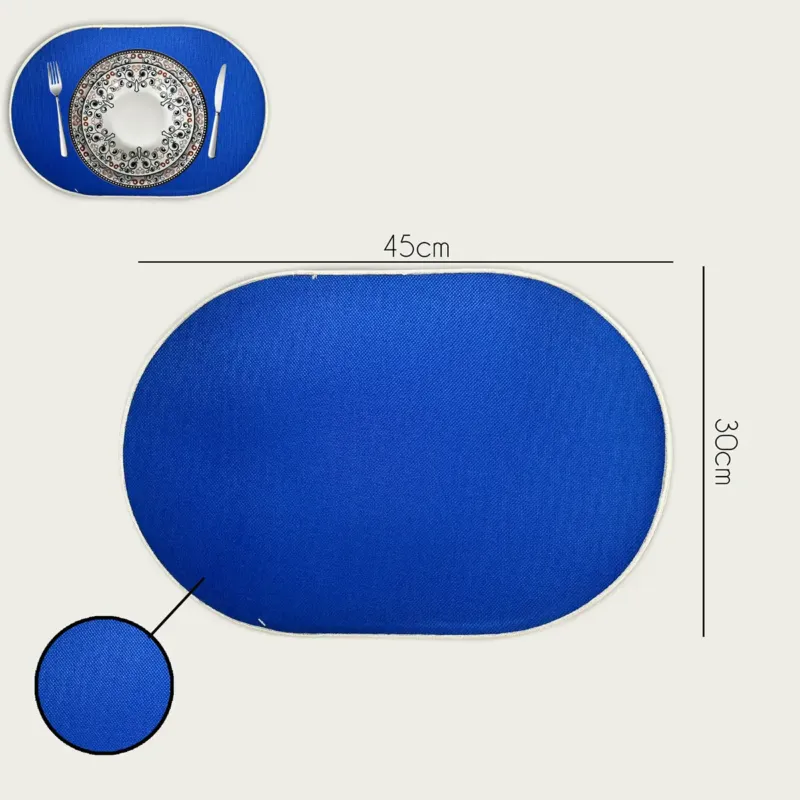 Tovaglietta Ovale 45x30 cm Poliestere,set-6-tovagliette-piu-conveniente-blu Spedito Oggi