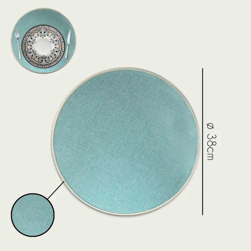Tovaglietta Tonda Ø 38 cm Poliestere,azzurro Prezzo Conveniente