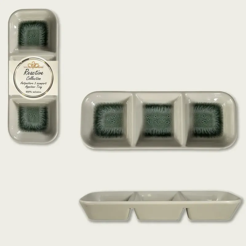 Popolare Antipastiera 3 Scompartimenti In Melamina Reactive,verde