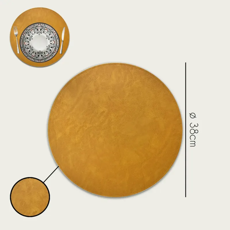 Tovaglietta Ø 38 cm Similpelle,senape Economico