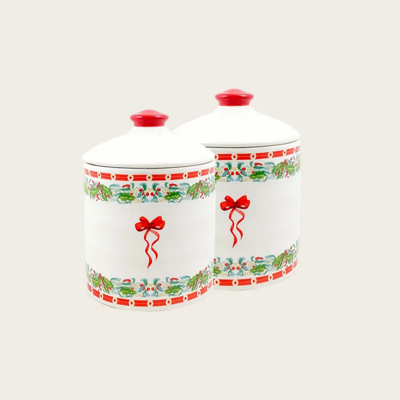 Set 2 Barattoli Ribbon In Ceramica Soddisfatti O Rimborsati